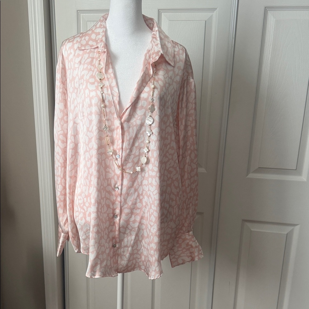 Zara Light Pink Patterned Button Down Shirt